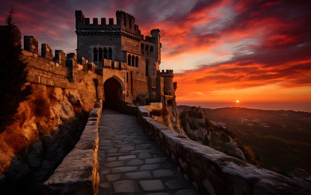 Vue du château entouré d'un paysage naturel