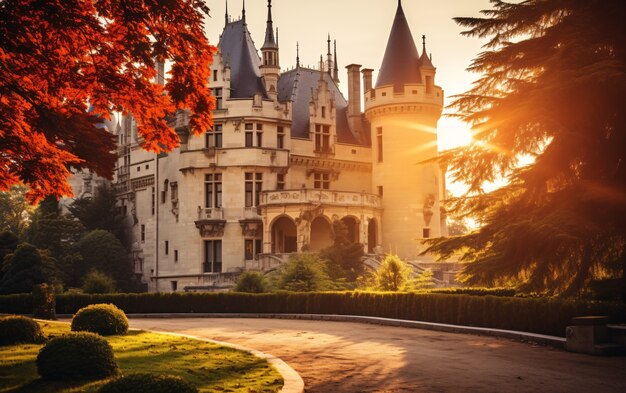 Vue du château entouré d'un paysage naturel