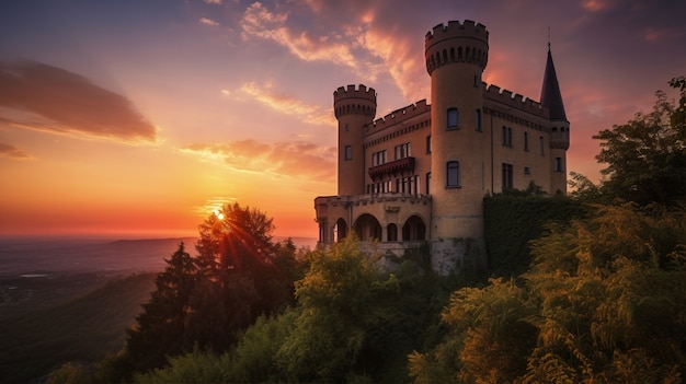 Photo gratuite vue du château avec le paysage naturel