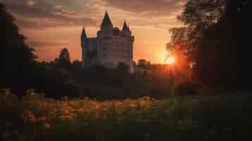 Photo gratuite vue du château avec le paysage naturel