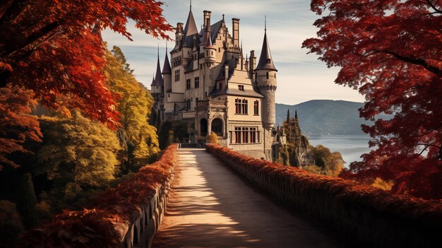 Vue du château avec le paysage naturel