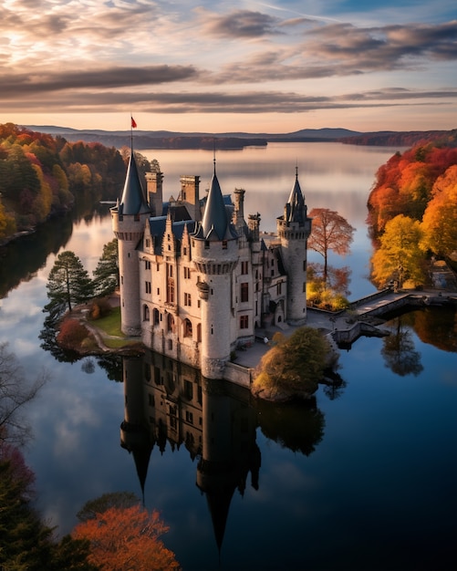 Photo gratuite vue du château avec le paysage naturel