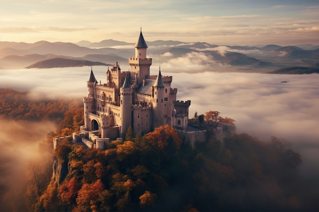 Vue du château avec le paysage naturel