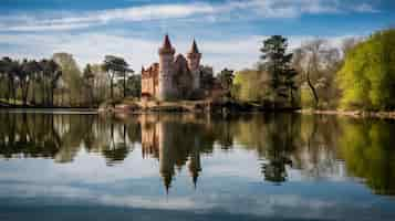 Photo gratuite vue du château avec paysage naturel