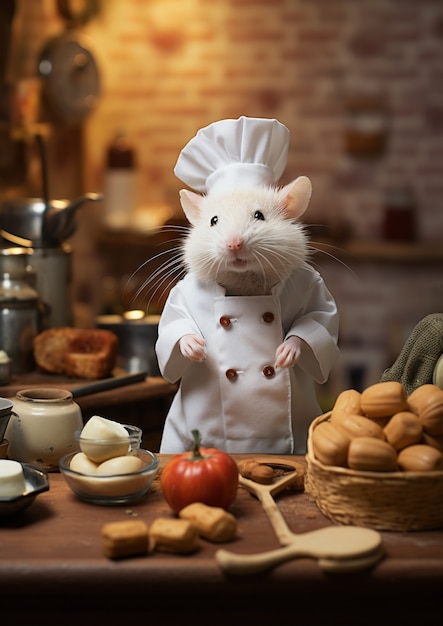 Photo gratuite vue du cuisinier de rat