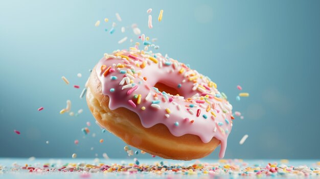 Vue du délicieux donut glacé