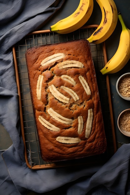 Photo gratuite vue du délicieux gâteau dessert aux bananes