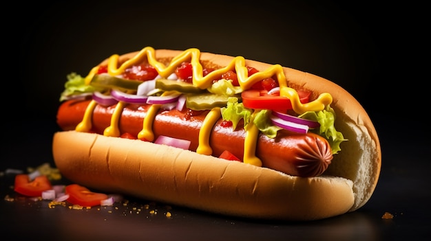 Vue du délicieux hot-dog