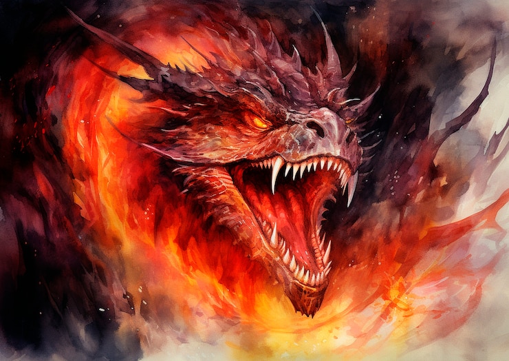 Photo gratuit vue du dragon à l'aquarelle