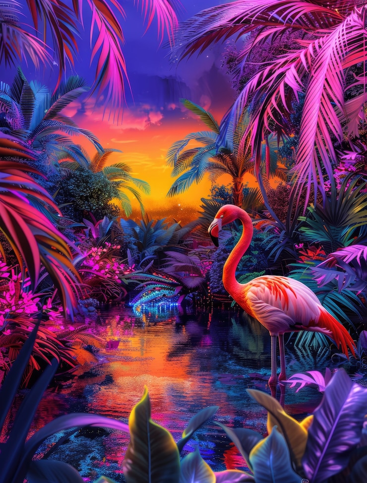 Photo gratuit vue du flamant tropical de dessin animé
