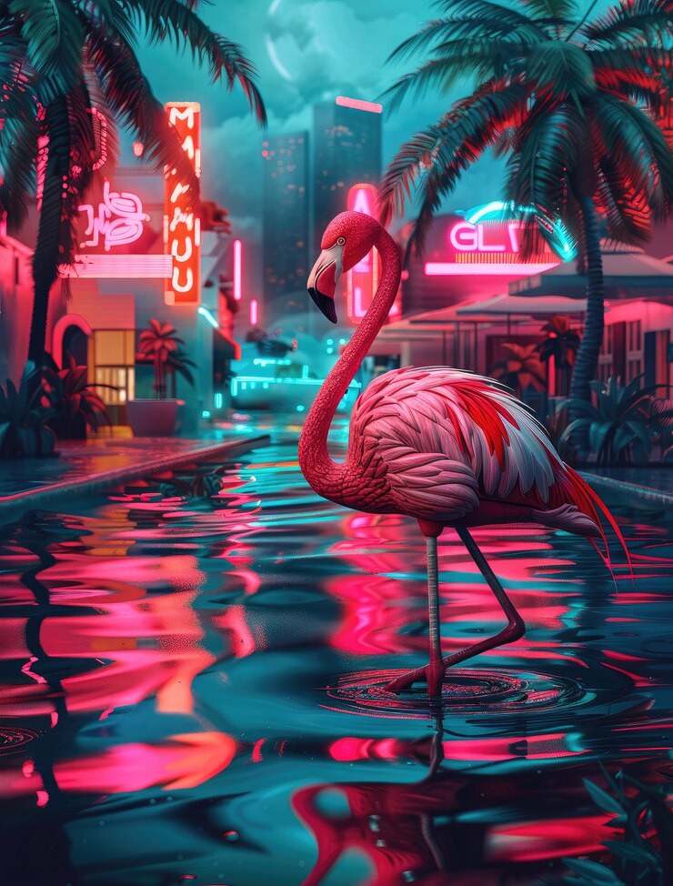 Photo gratuit vue du flamant tropical de dessin animé