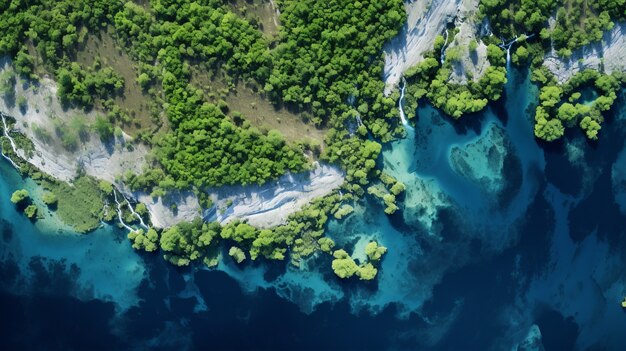 Vue du haut du magnifique paysage naturel