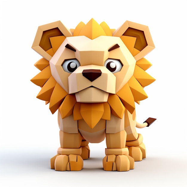 Photo gratuite vue du lion 3d avec un faible effet de jeu vidéo graphique