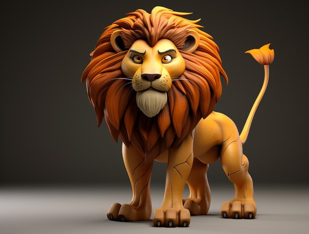 Photo gratuite vue du lion de dessin animé 3d