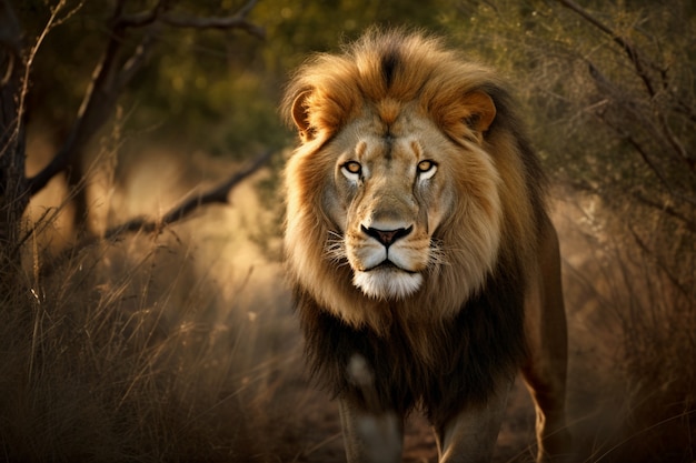 Photo gratuite vue du lion sauvage dans la nature