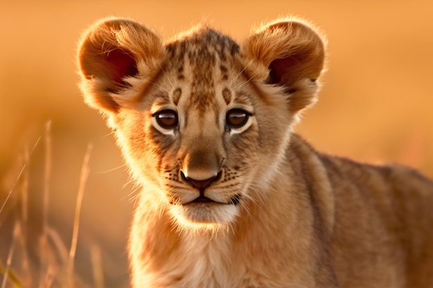 Photo gratuite vue du lionceau à l'état sauvage