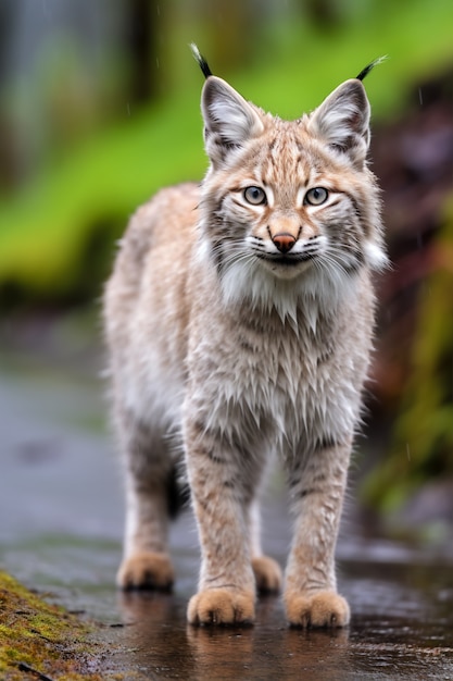 Photo gratuite vue du lynx roux sauvage dans la nature