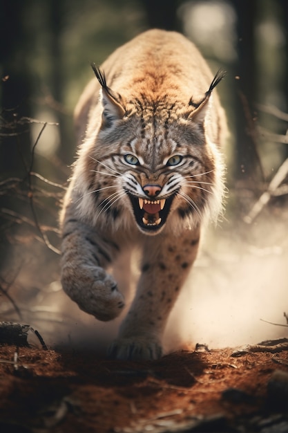 Photo gratuite vue du lynx roux sauvage dans la nature