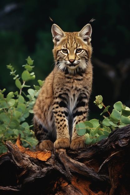 Photo gratuite vue du lynx roux sauvage dans la nature