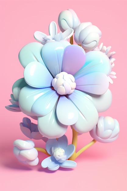 Vue du magnifique bouquet de fleurs 3D