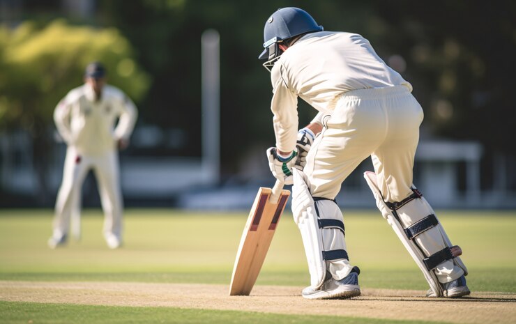 Photo gratuit vue du match de cricket sur le terrain