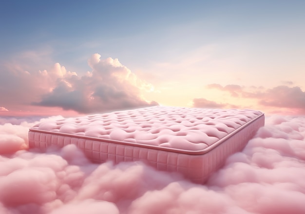 Photo gratuite vue du matelas 3d avec des nuages