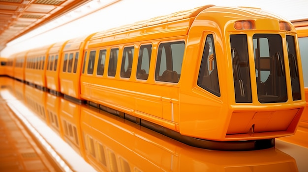 Photo gratuite vue du modèle 3d de train de métro orange