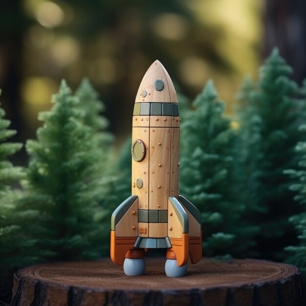 Vue du modèle de fusée spatiale 3D