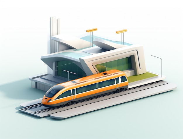 Vue du modèle de train moderne 3D