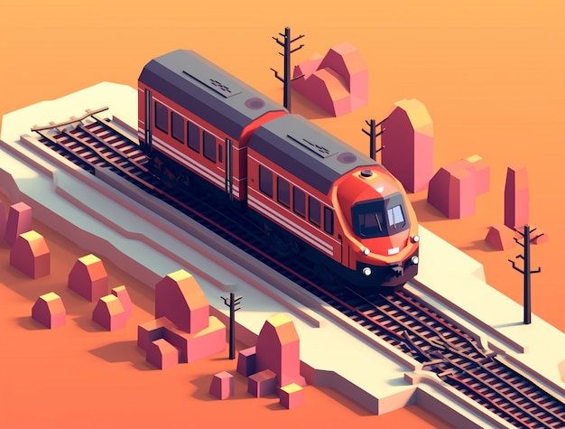 Photo gratuite vue du modèle de train moderne 3d