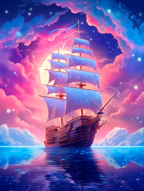 Photo gratuite vue du navire pirate fantastique