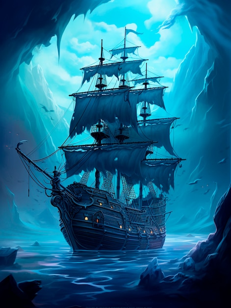 Photo gratuite vue du navire pirate fantastique