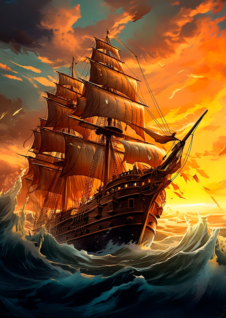 Photo gratuit vue du navire pirate fantastique