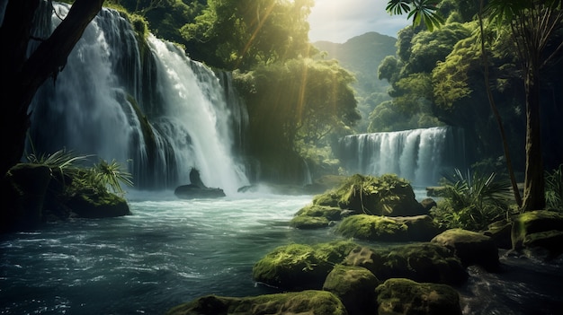 Vue du paysage naturel de la cascade
