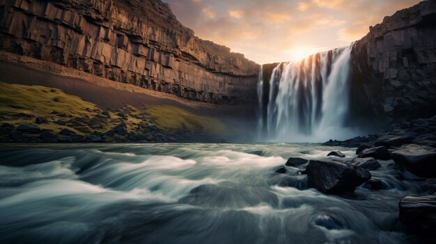 Vue du paysage naturel de la cascade