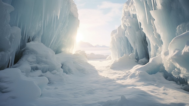 Vue du paysage naturel avec de la neige