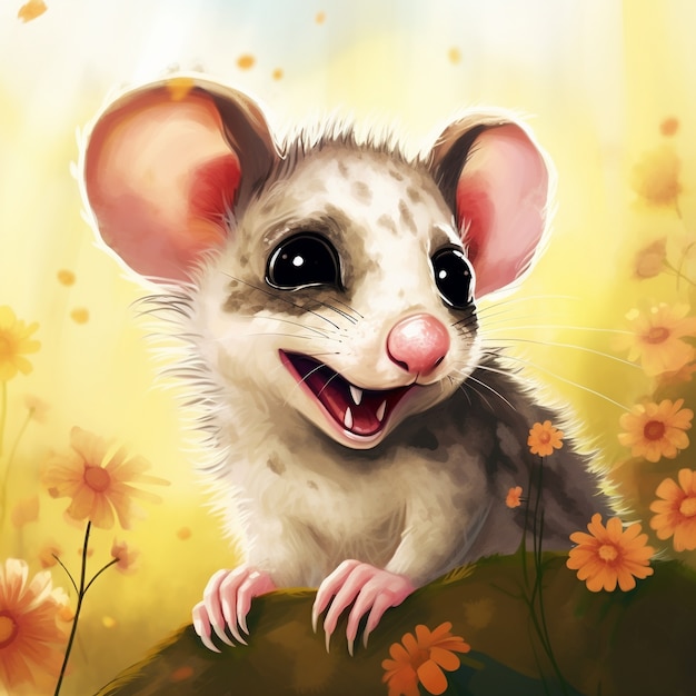 Photo gratuite vue du personnage de dessin animé possum