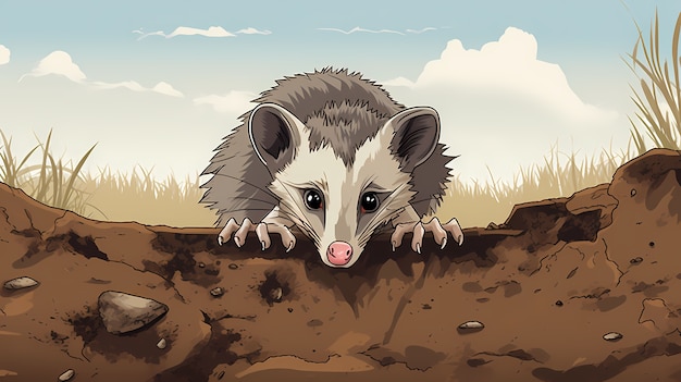 Photo gratuite vue du personnage de dessin animé possum