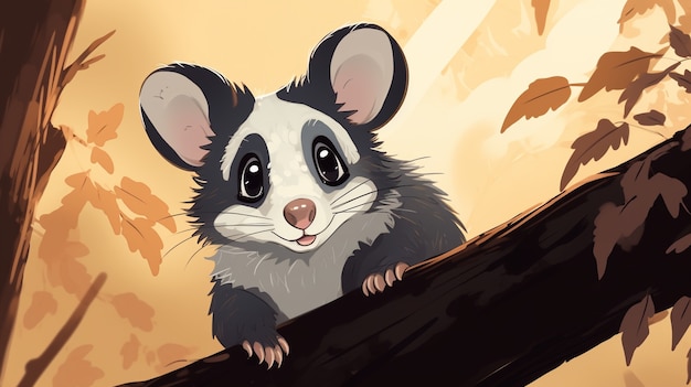 Photo gratuite vue du personnage de dessin animé possum