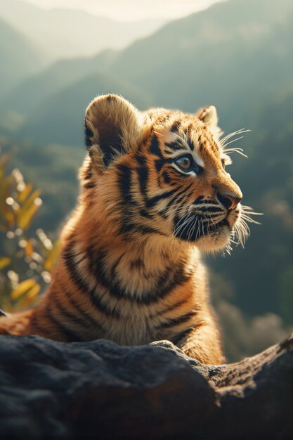 Vue du petit tigre dans la nature