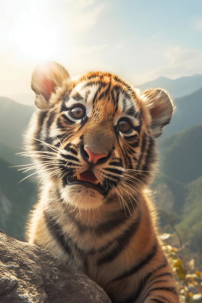 Vue du petit tigre à l'état sauvage