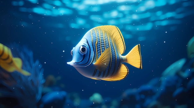 Photo gratuite vue du poisson de dessin animé 3d