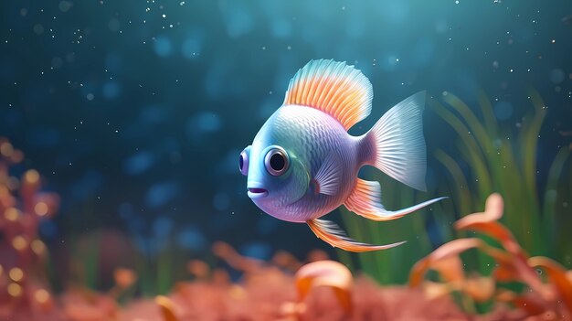 Photo gratuite vue du poisson de dessin animé 3d