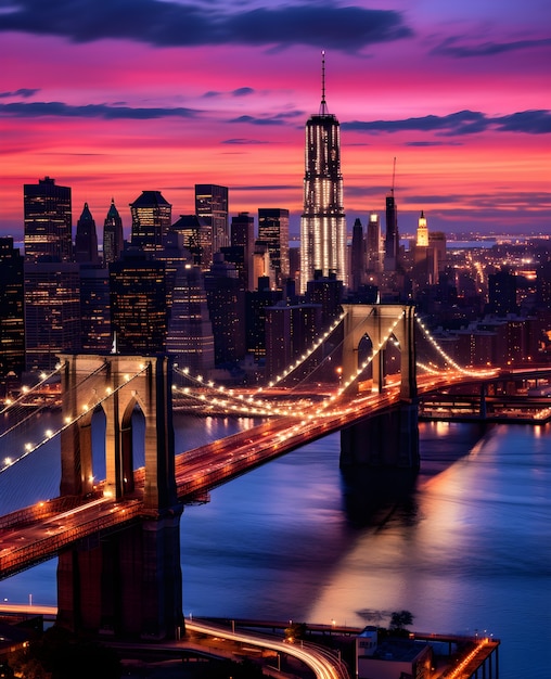 Photo gratuite vue du pont de brooklyn dans la ville de new yew