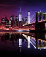 Photo gratuite vue du pont de brooklyn dans la ville de new yew