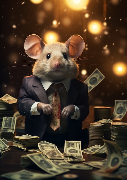 Photo gratuite vue du rat homme d'affaires