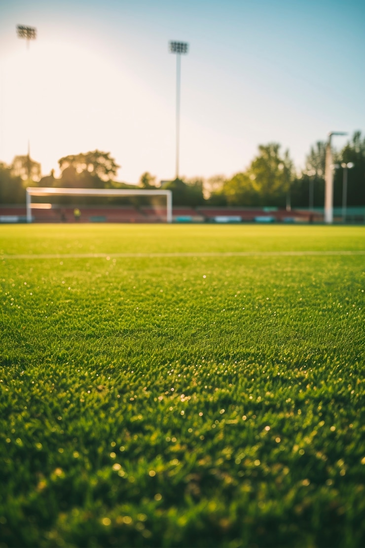 Photo gratuit vue du terrain de football avec de l'herbe