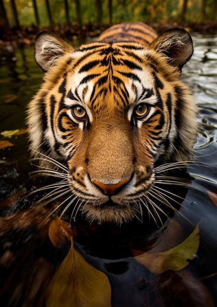 Photo gratuite vue du tigre sauvage dans la nature