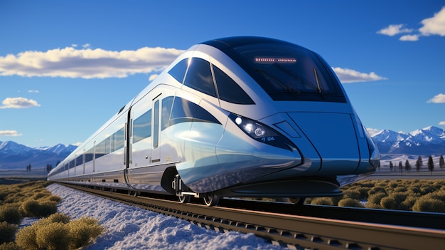 Vue du train à grande vitesse moderne 3D