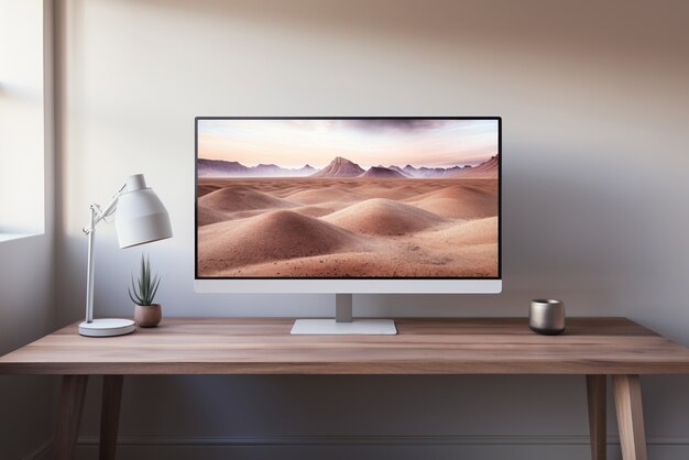 Vue de l'écran d'un écran d'ordinateur avec un bureau